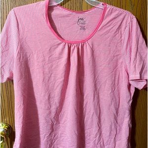 Womens Red & White Striped T-Shirt